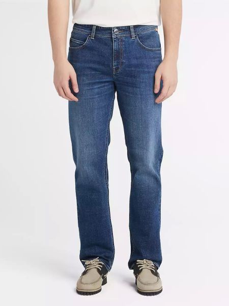 Хлопковые прямые джинсы Timberland синие