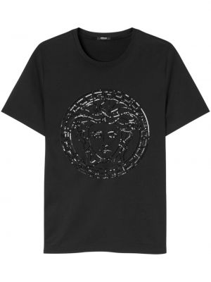 Bavlněné tričko Versace černé