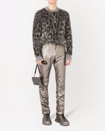 Jersey con estampado leopardo de tela jersey Dolce & Gabbana gris