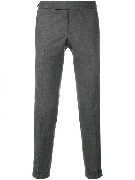 Pantalon en laine skinny à rayures Thom Browne gris