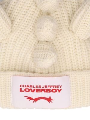 Chunky nylónová vlnená čiapka Charles Jeffrey Loverboy biela