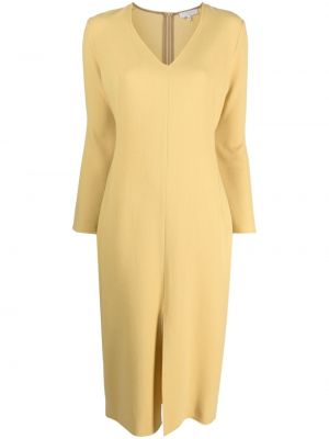 Voľné midi šaty s výstrihom do v Antonelli žltá