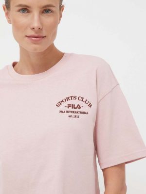 Bavlněné tričko Fila růžové