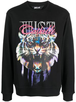 Sweatshirt aus baumwoll mit print mit tiger streifen Just Cavalli schwarz