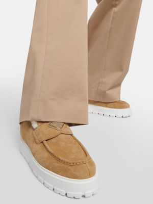 Pantofi loafer din piele de căprioară cu platformă Prada maro
