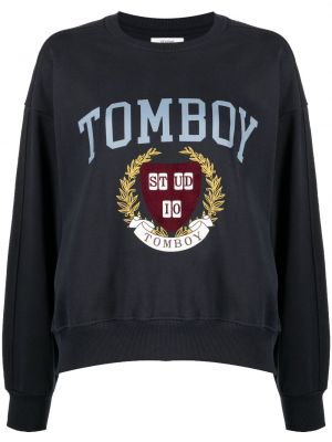 Raštuotas medvilninis džemperis Studio Tomboy mėlyna