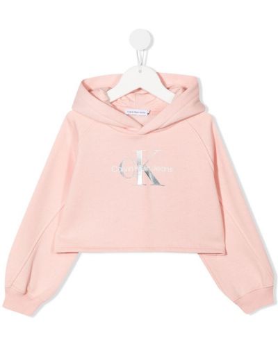 Hoodie för tjejer Calvin Klein Kids rosa