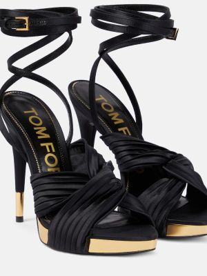 Saténové sandále na platforme Tom Ford čierna