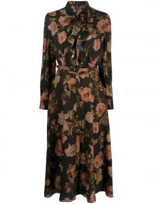 Obleka s cvetličnim vzorcem s potiskom Ralph Lauren Collection črna