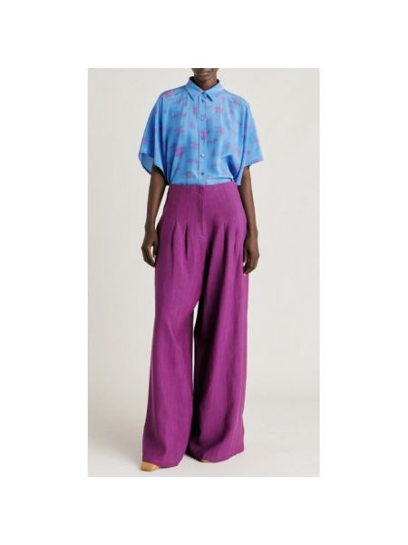 Pantalones de lino Momoni violeta