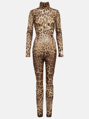 Hodvábny overal s potlačou s leopardím vzorom Dolce&gabbana - hnedá