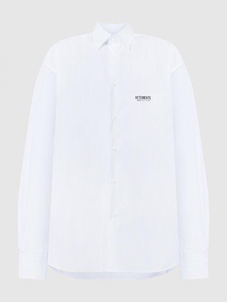 Смугаста сорочка з принтом Vetements біла