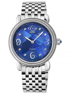 Женские часы Ravenna швейцарские кварцевые серебристого цвета из нержавеющей стали 37 мм by Gevril, серебро