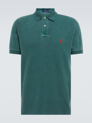 Памучна поло тениска бродирана Polo Ralph Lauren зелено