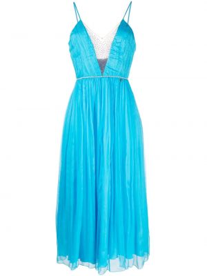 Plisované hodvábne večerné šaty Nissa modrá