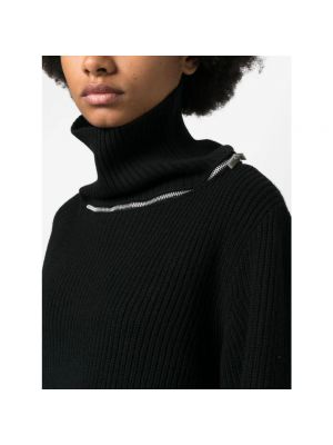 Jersey cuello alto de lana con cremallera de tela jersey Sacai