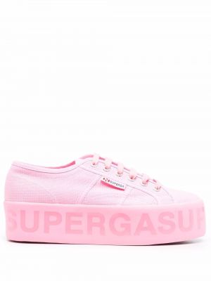 Zapatillas con cordones con plataforma Superga rosa