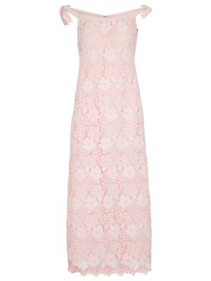 Midi haljina s lađastim izrezom s čipkom Giambattista Valli ružičasta