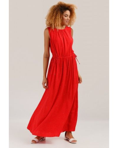 Розкльошене плаття максі літнє з віскози Finn Flare, червоне