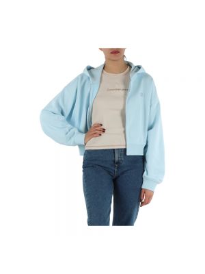 Sudadera con capucha de algodón Calvin Klein Jeans azul