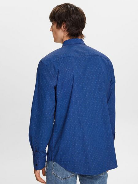 Хлопковая рубашка с принтом Esprit синяя