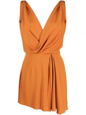 Drapované šaty s výstřihem do v Alberta Ferretti oranžové