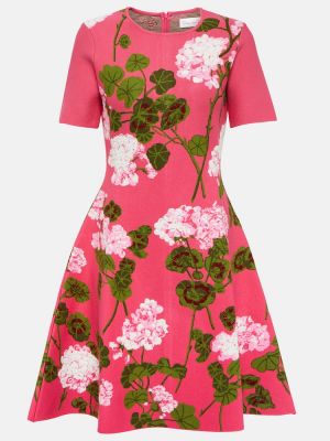 Mini robe à fleurs en jacquard Oscar De La Renta rose