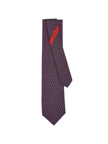 Czerwony jedwabny krawat z nadrukiem Salvatore Ferragamo