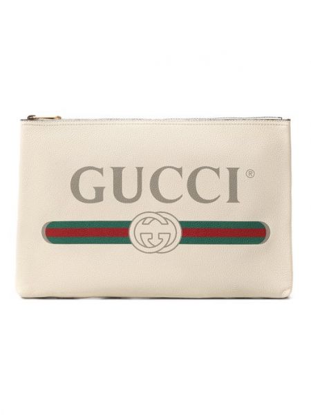 Кожаная сумка на молнии Gucci белая