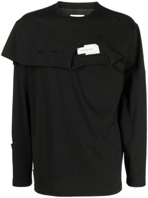 Μπλούζα με φθαρμένο εφέ Feng Chen Wang μαύρο