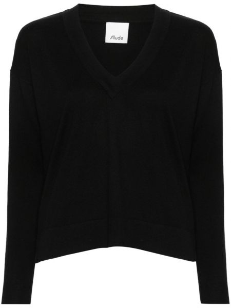 Памучен пуловер Allude черно