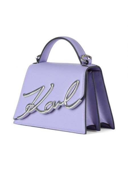 Bolso clutch de cuero Karl Lagerfeld violeta