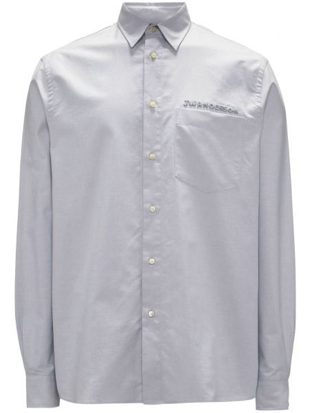 Βαμβακερό μακρύ πουκάμισο με κέντημα Jw Anderson γκρι