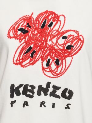 Mustriline puuvillased t-särk Kenzo Paris valge
