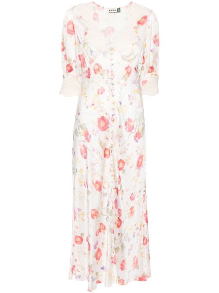 Ravna haljina s cvjetnim printom s printom Rixo bijela