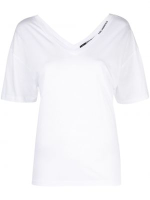 Camiseta con escote v Karl Lagerfeld blanco