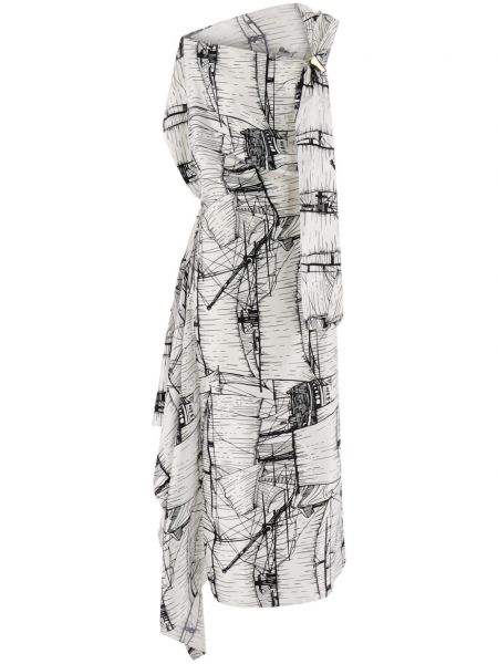 Асиметрична копринена миди рокля Ferragamo