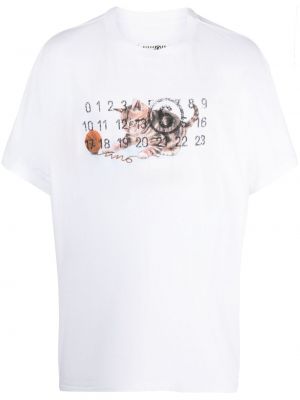 T-shirt di cotone con stampa Mm6 Maison Margiela bianco
