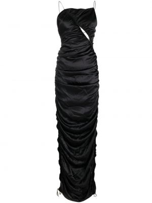 Drapované hedvábné dlouhé šaty Del Core černé