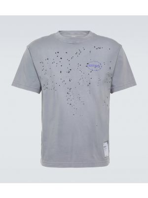 T-shirt distressed di cotone in jersey Satisfy grigio