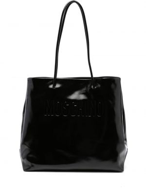 Kožená nákupná taška Moschino čierna