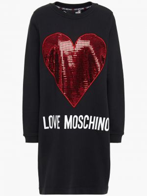 Хлопковое французское платье мини Love Moschino, черный