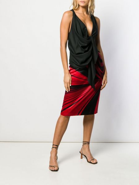 Falda con estampado abstracto Versace Pre-owned rojo