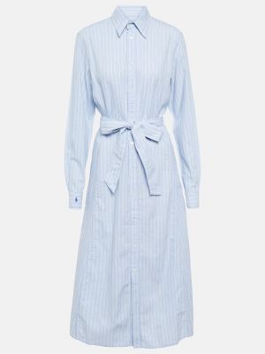 Хлопковое льняное платье-рубашка в полоску Polo Ralph Lauren