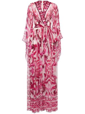 Šifonové hedvábné dlouhé šaty s potiskem Dolce & Gabbana