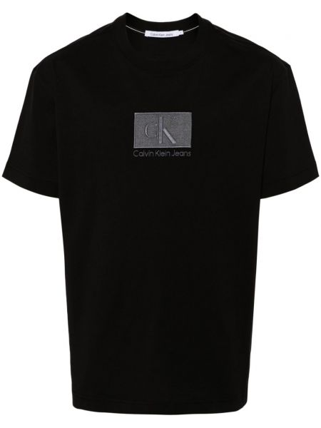 T-shirt mit stickerei aus baumwoll Calvin Klein schwarz