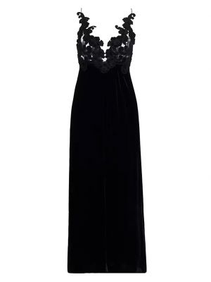 Бархатное платье с вышивкой Zimmermann черное
