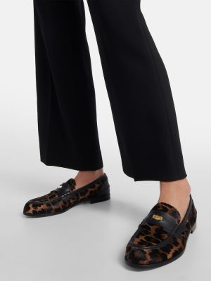 Pantofi loafer cu imagine cu model leopard Christian Louboutin maro
