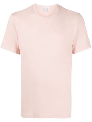 Bavlnené tričko s okrúhlym výstrihom James Perse ružová