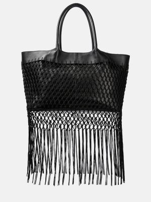 Мрежести кожени шопинг чанта Gabriela Hearst черно